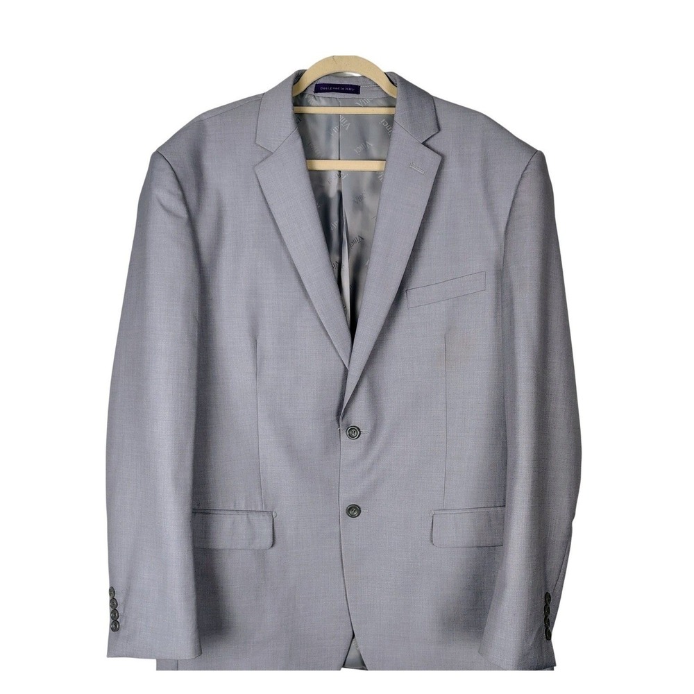 Vinci Men Light Gray Two Button Suit Jacket Blazer 44L Designed  Italy professor